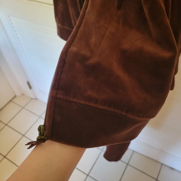 Vintage 90s New York Laundry Velvet Feel Brown Sweatsuit Tracksuit XL - Picture 7 of 9